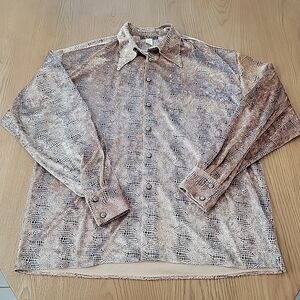VTG Gochu Shirt Men's 2XL Leopard‎ Brown Gold Spotted Button Up USA Long Sleeve